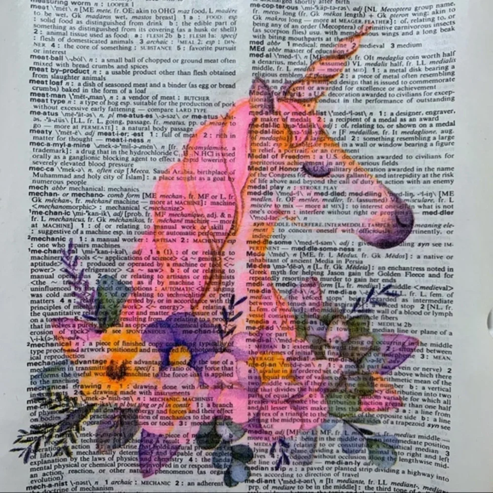 Pink Unicorn Dictionary Art Print, Vintage Dictionary Print